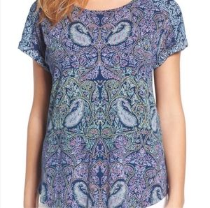 Lucky Brand Boho Paisley Slit Back Top